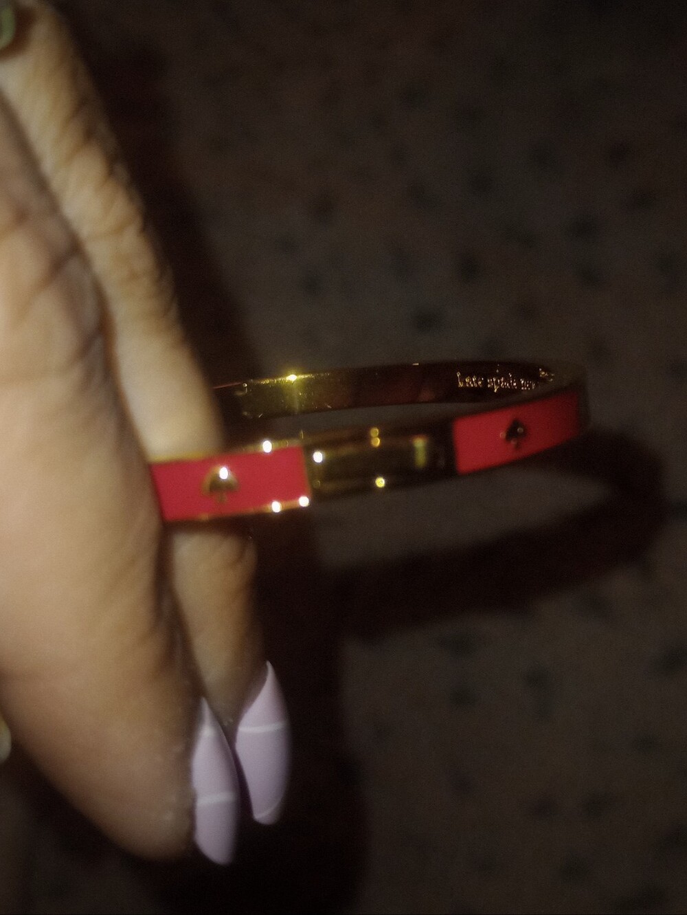kate spade Hot Pink Enamel Bangle with Gold Spade Motifs - Picture 4 of 5